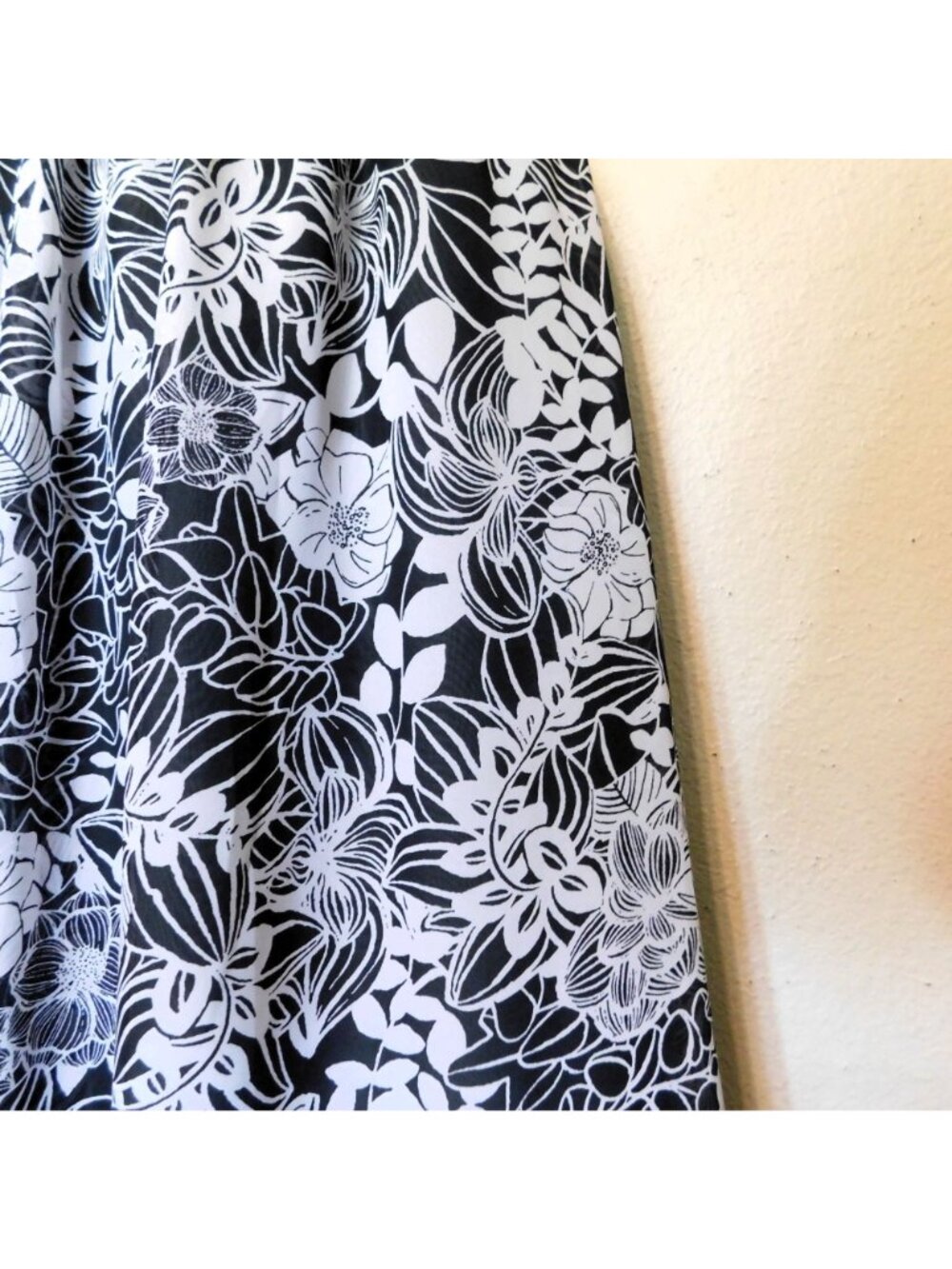 George Floral Skirt XL 16 18 Black White Print Elastic Waist Lined Lightweight - Picture 4 of 8